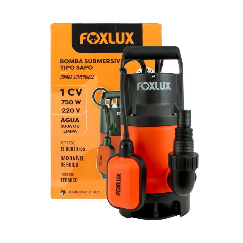 Bomba Submersível Tipo Sapo Foxlux 1CV 750W Alta Vazão, Silenciosa